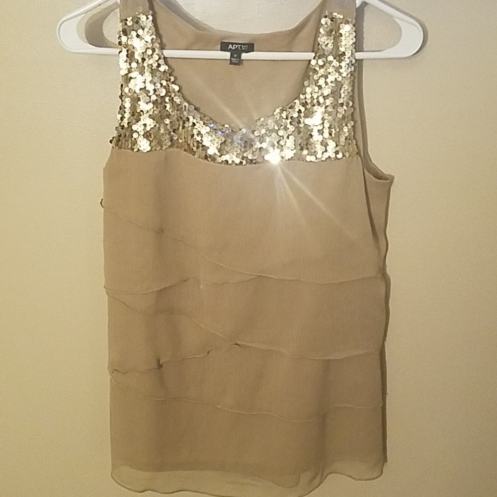 EUC Apt 9 • Gold Tank with Sequins